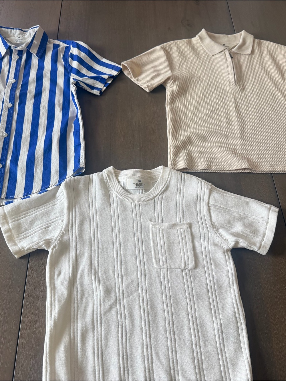H&M Kids 3-Pack Tops - White, Blue & Cream